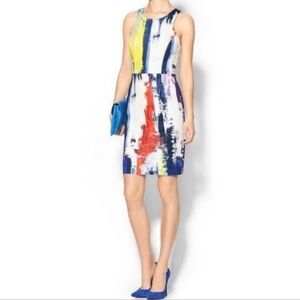 Milly Sheath Dress Size 2 Splatter Graffiti Print Vibrant Artsy Edgy Urban Chic